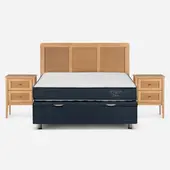 ROSEN - Cama Funcional Upline 2 Plazas + Respaldo + 2 Veladores