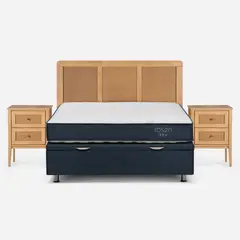 ROSEN - Cama Funcional Upline 2 Plazas + Respaldo + 2 Veladores