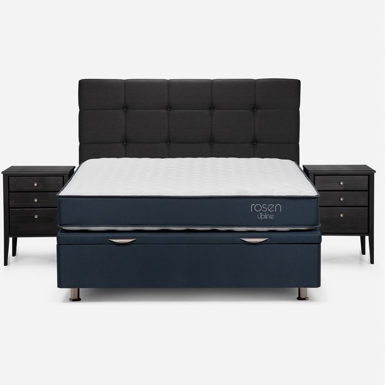 ROSEN Cama Baúl Upline 2 Plazas x 2.00 mt + Respaldo + 2 Veladores