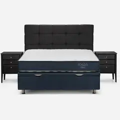 ROSEN - Cama Funcional Upline 2 Plazas + Muebles