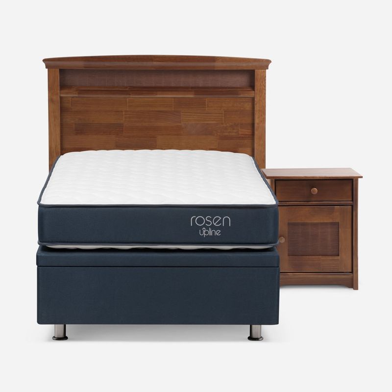 ROSEN - Cama Funcional Upline 1 Plaza + Respaldo + 1 Velador Rosen