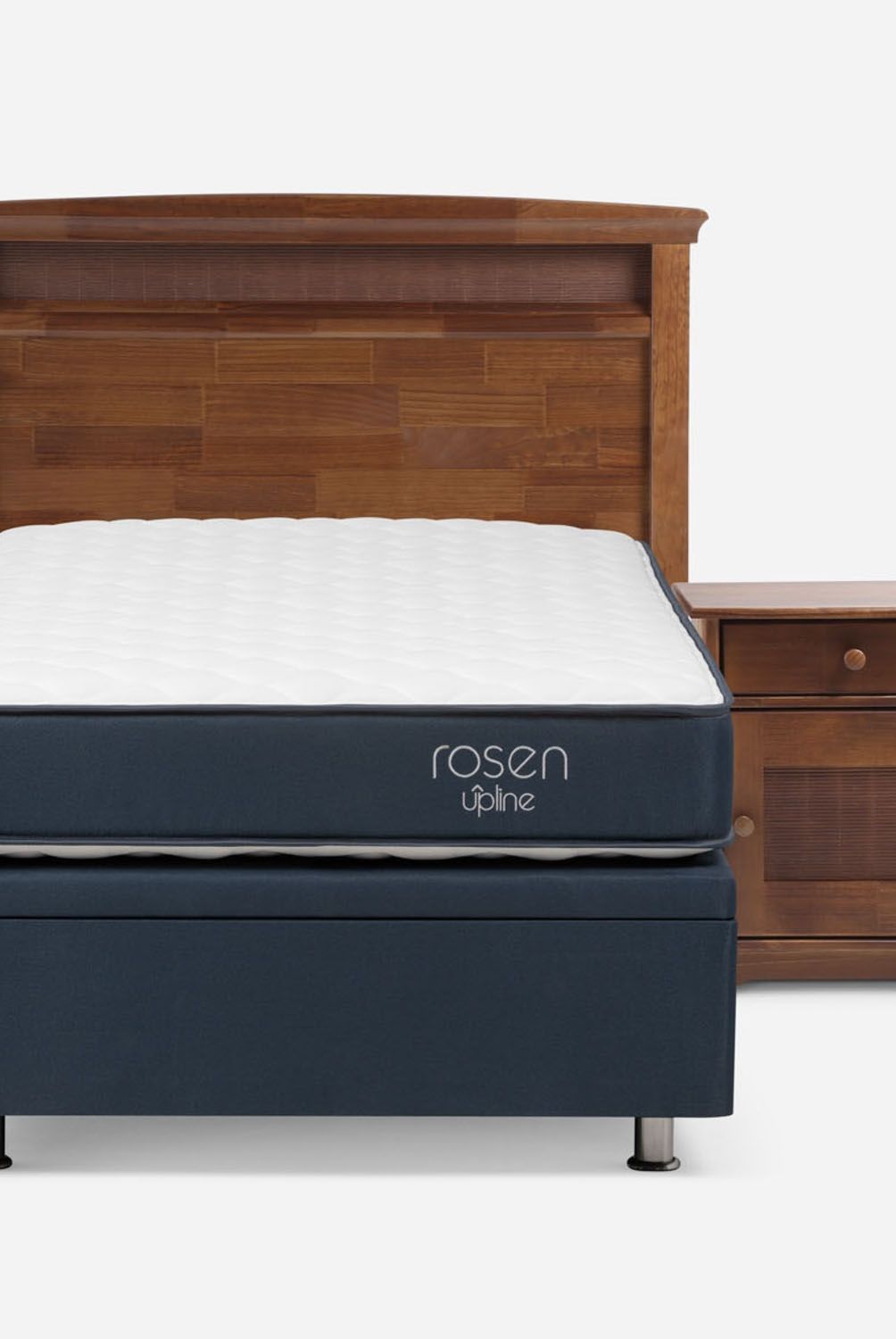 ROSEN - Cama Funcional Upline 1.5 Plazas + Respaldo + 1 Velador Rosen