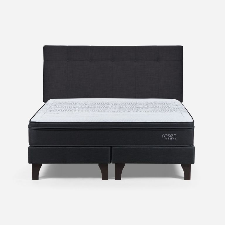 Cama Europea Tempo 2 Plazas x 2.00mt Base Dividida + Respaldo