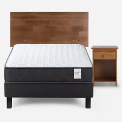 ROSEN - Cama Europea Wave 1 Plaza + Respaldo + Velador