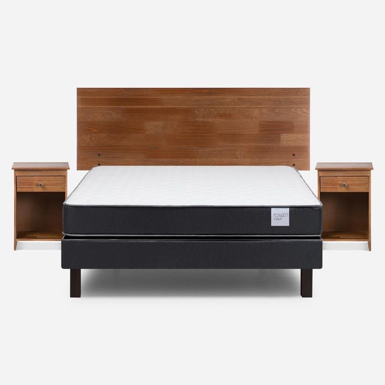 Cama Europea Wave 2 Plazas x 1.90 mt Base Normal + Respaldo + 2 Veladores