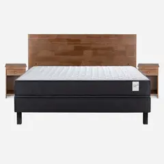 ROSEN - Cama Europea Wave 2 Plazas + Respaldo + 2 Veladores