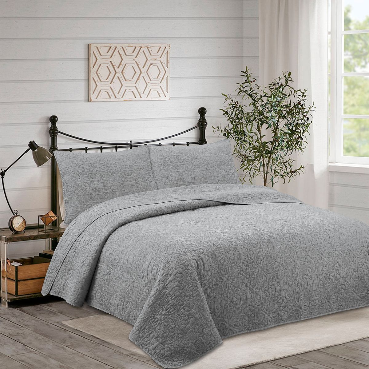 DIB - Quilt Floral 180x240 Gris Dib