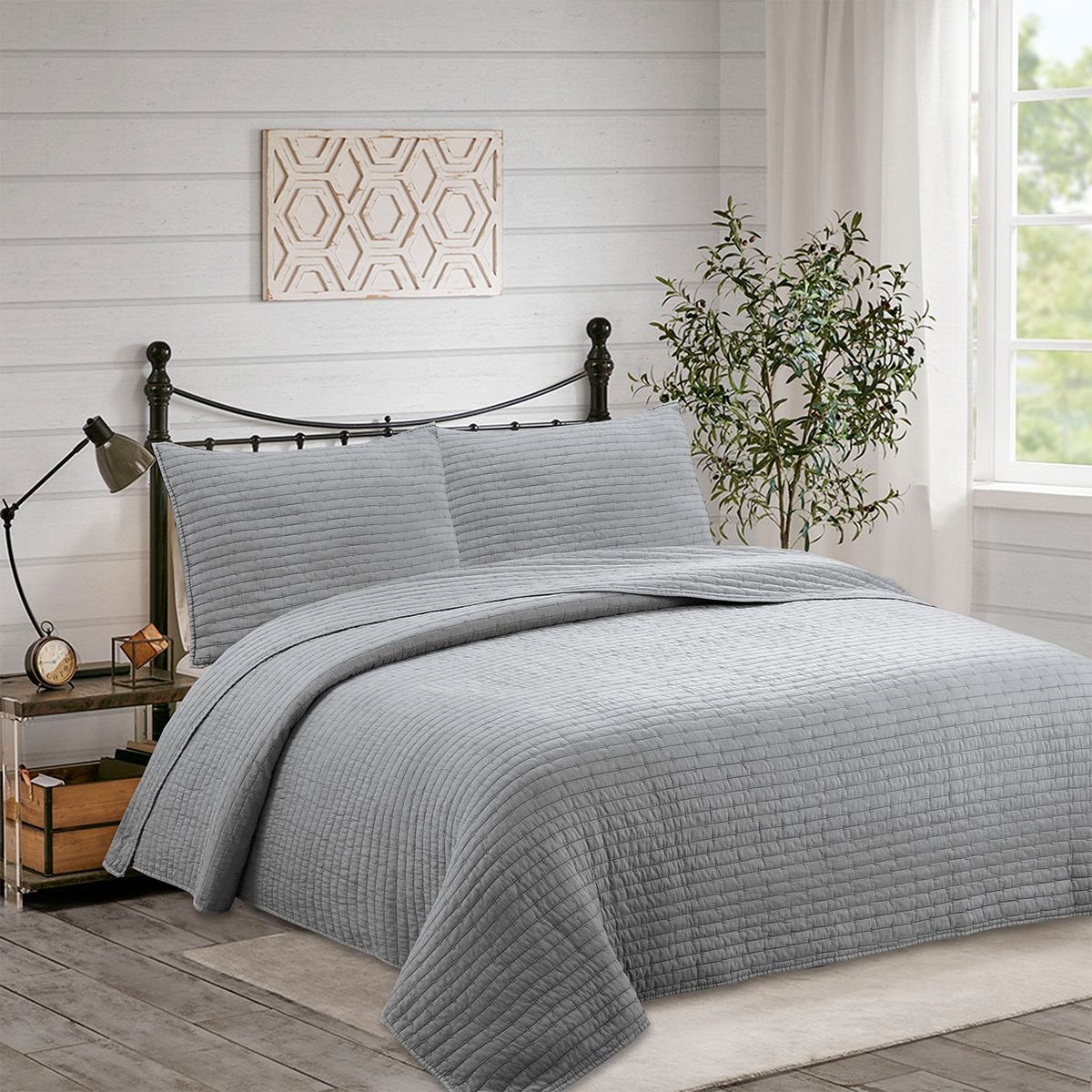 DIB - Quilt Patchwork Formas 230X240 Gris Dib