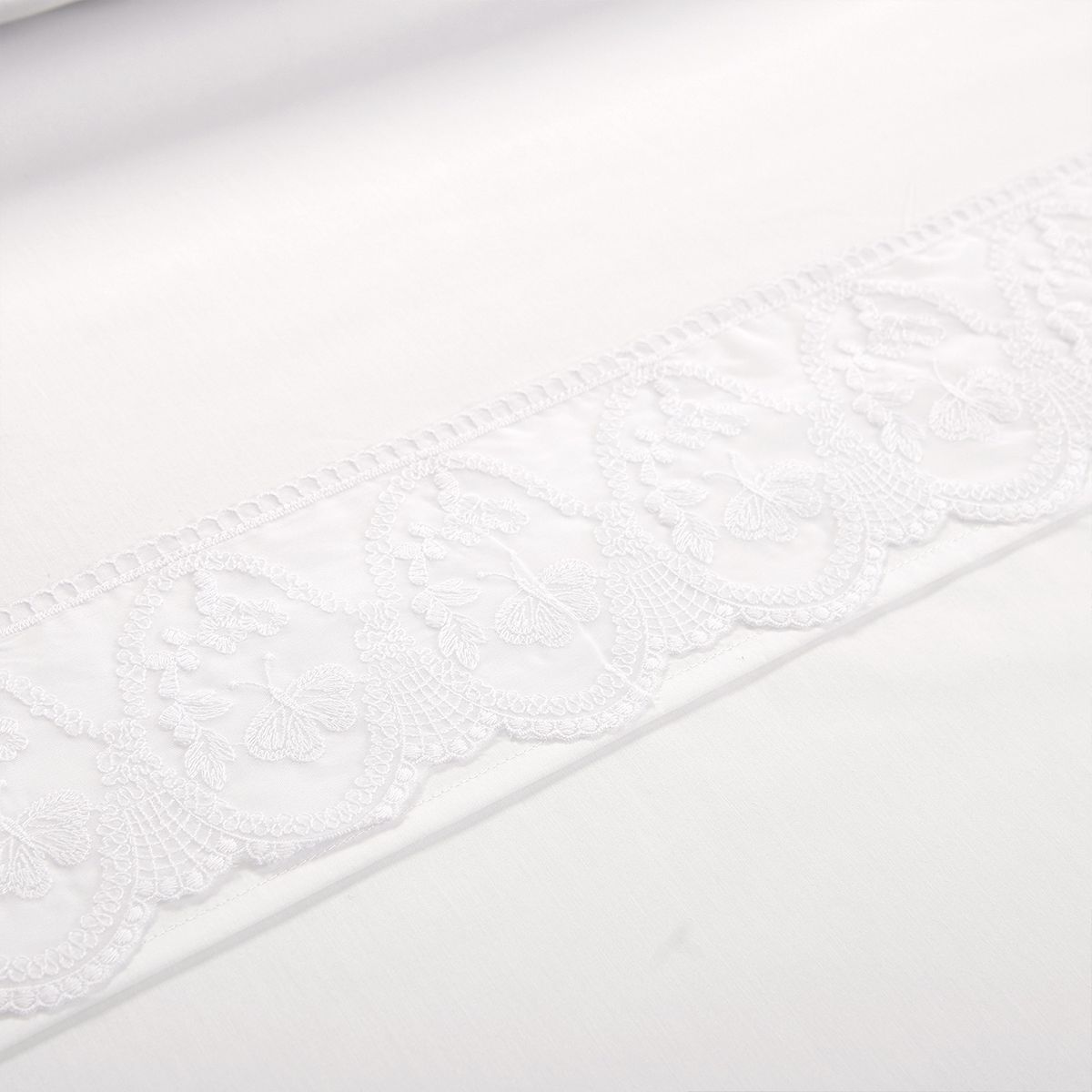 DIB - Juego De Sábanas Broderie Malaga 2 Plazas Blanco Dib