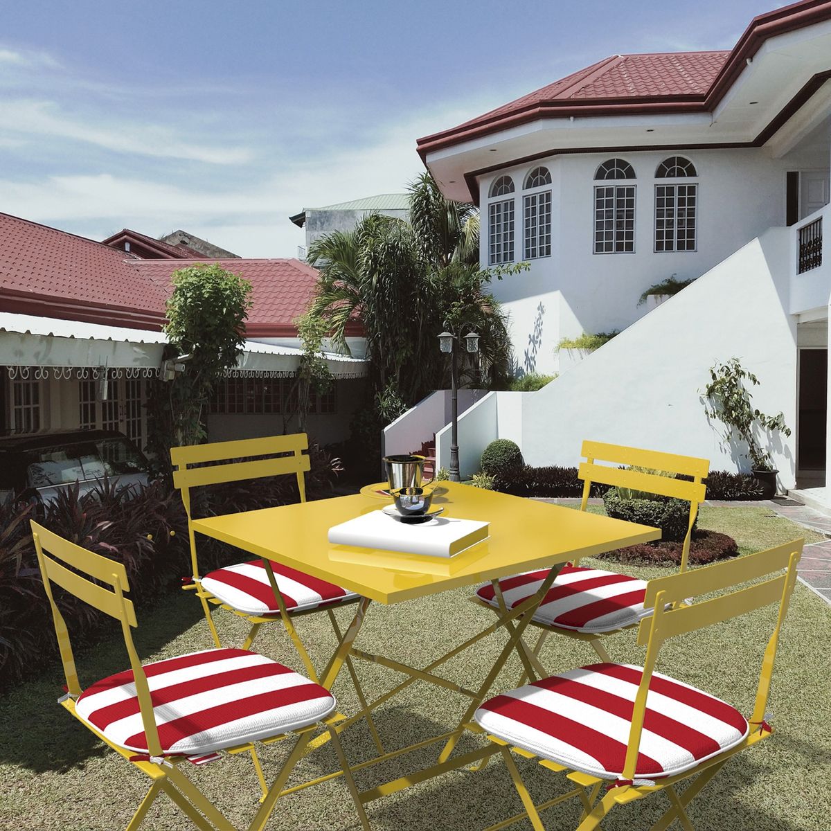 DIB - Cojín Silla Franjas 43x43 Rojo DIB