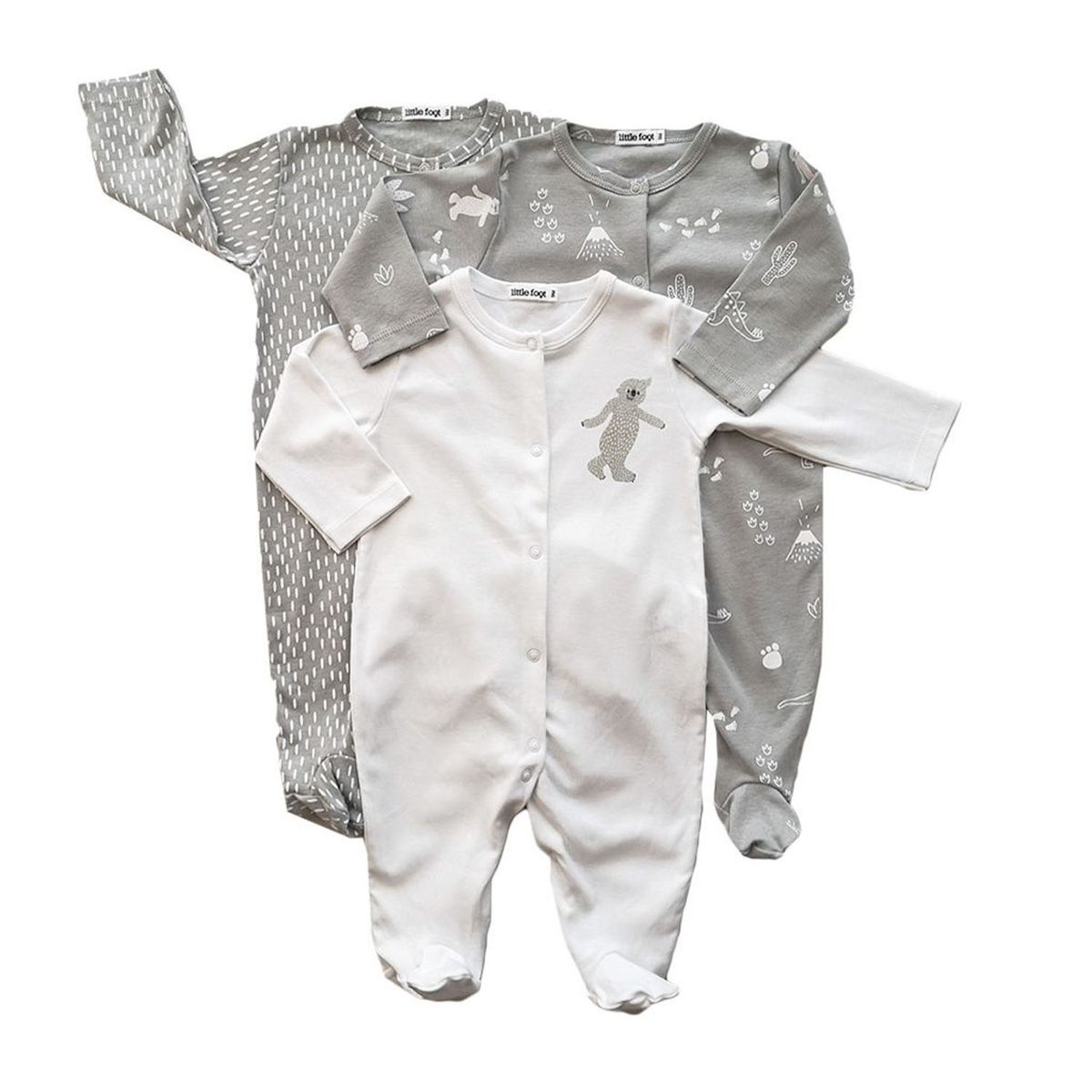 LITTLE FOOT - Enterito Pack De 3 Unidades Algodón Unisex Bebé Little Foot