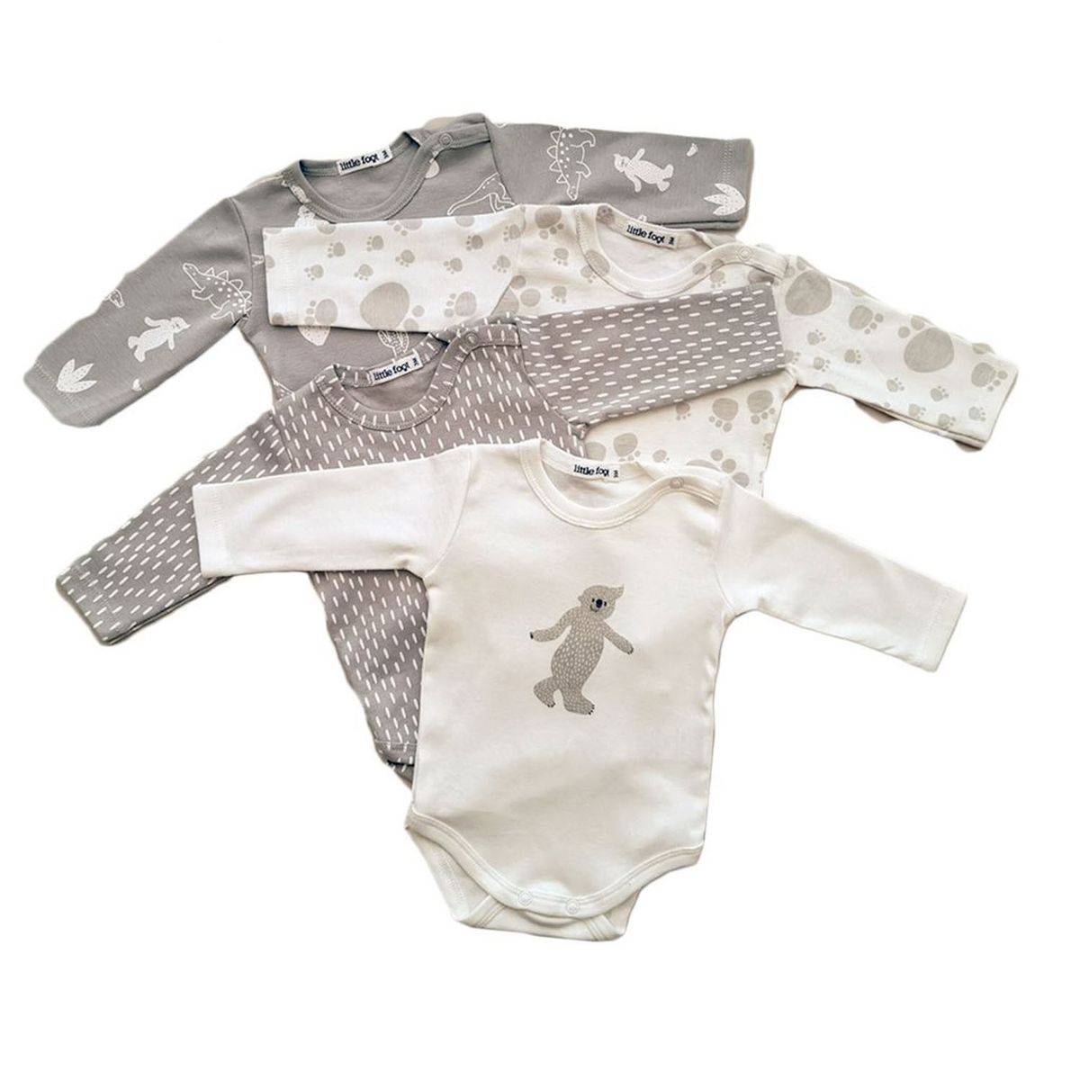 LITTLE FOOT - Body Pack De 4 Unidades Algodón Unisex Bebé Little Foot