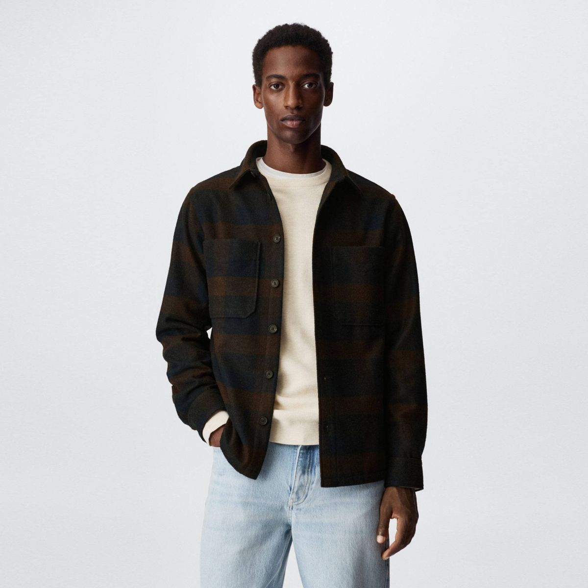 MANGO MAN - Mango Man Sobrecamisa Lana Cuadros Hombre