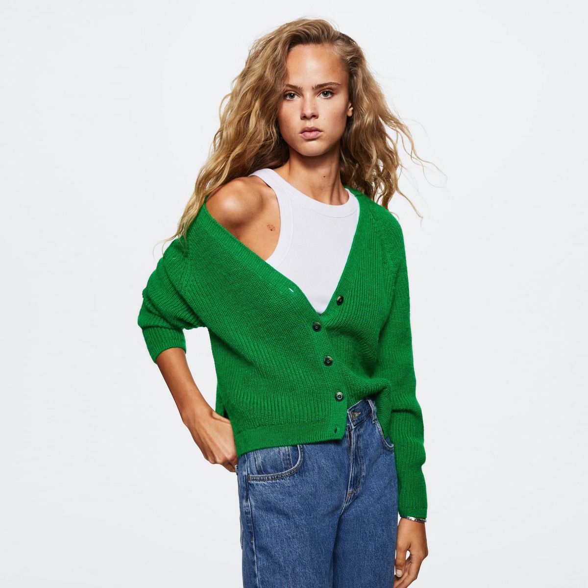 MANGO - Mango Chaleco Punto Botones Washin Mujer