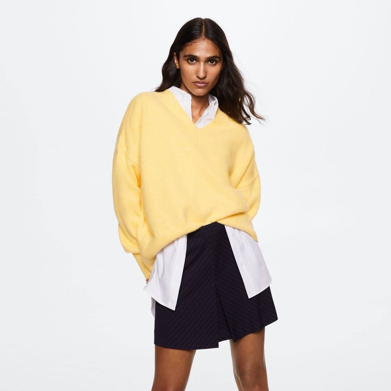 MANGO - Mango Sweater Punto Cuello V Paris Mujer