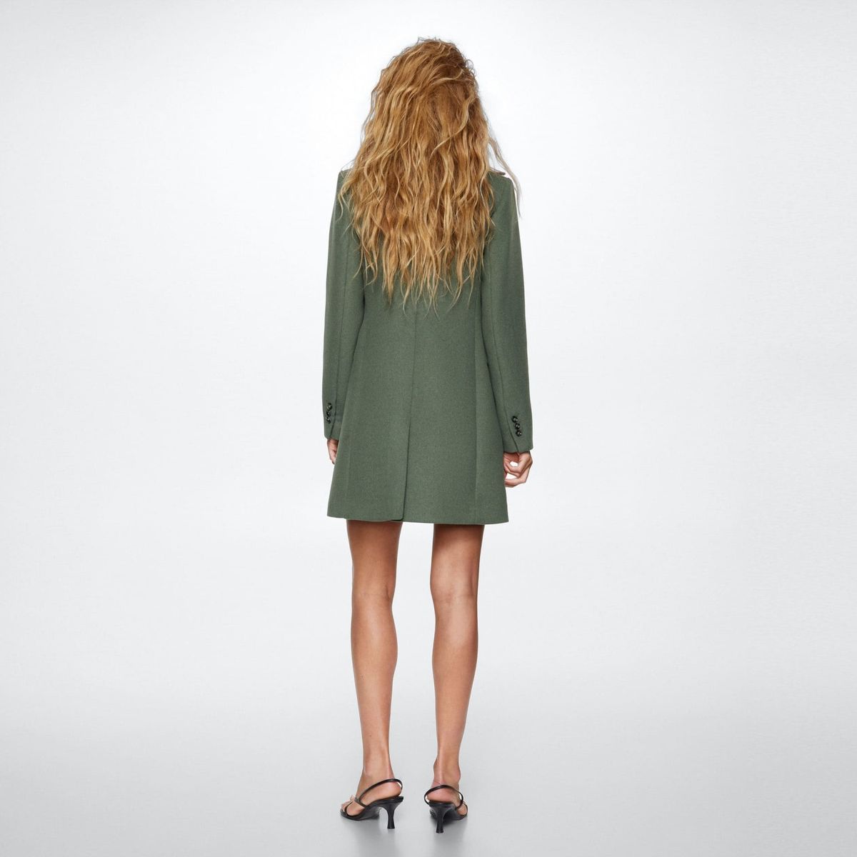 MANGO - Abrigo Largo Lana Cruzado Dali Mujer Mango