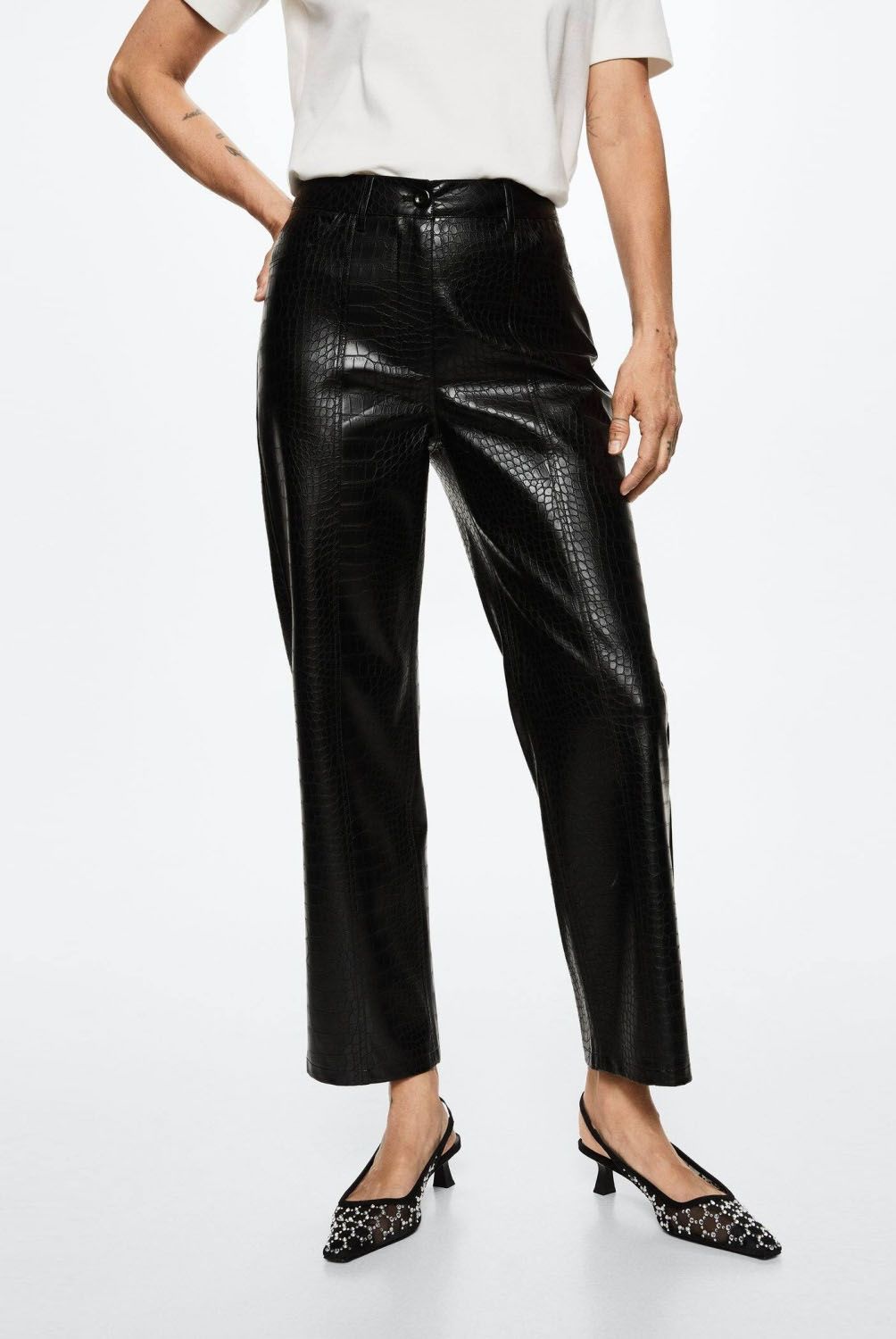 MANGO - Mango pantalón efecto piel cocodrilo croco mujer