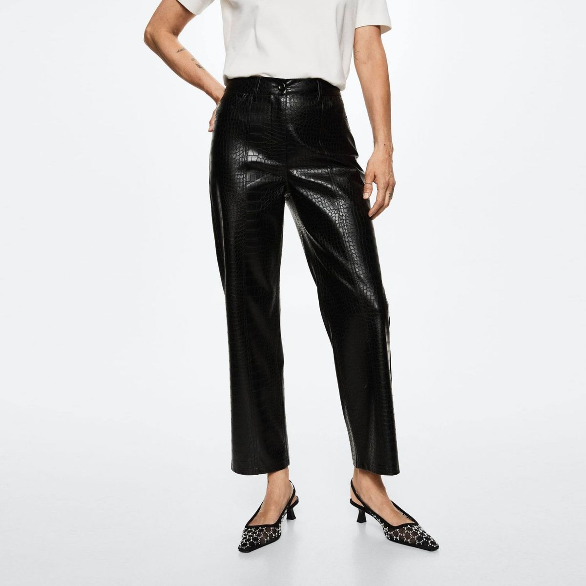 MANGO - Mango pantalón efecto piel cocodrilo croco mujer