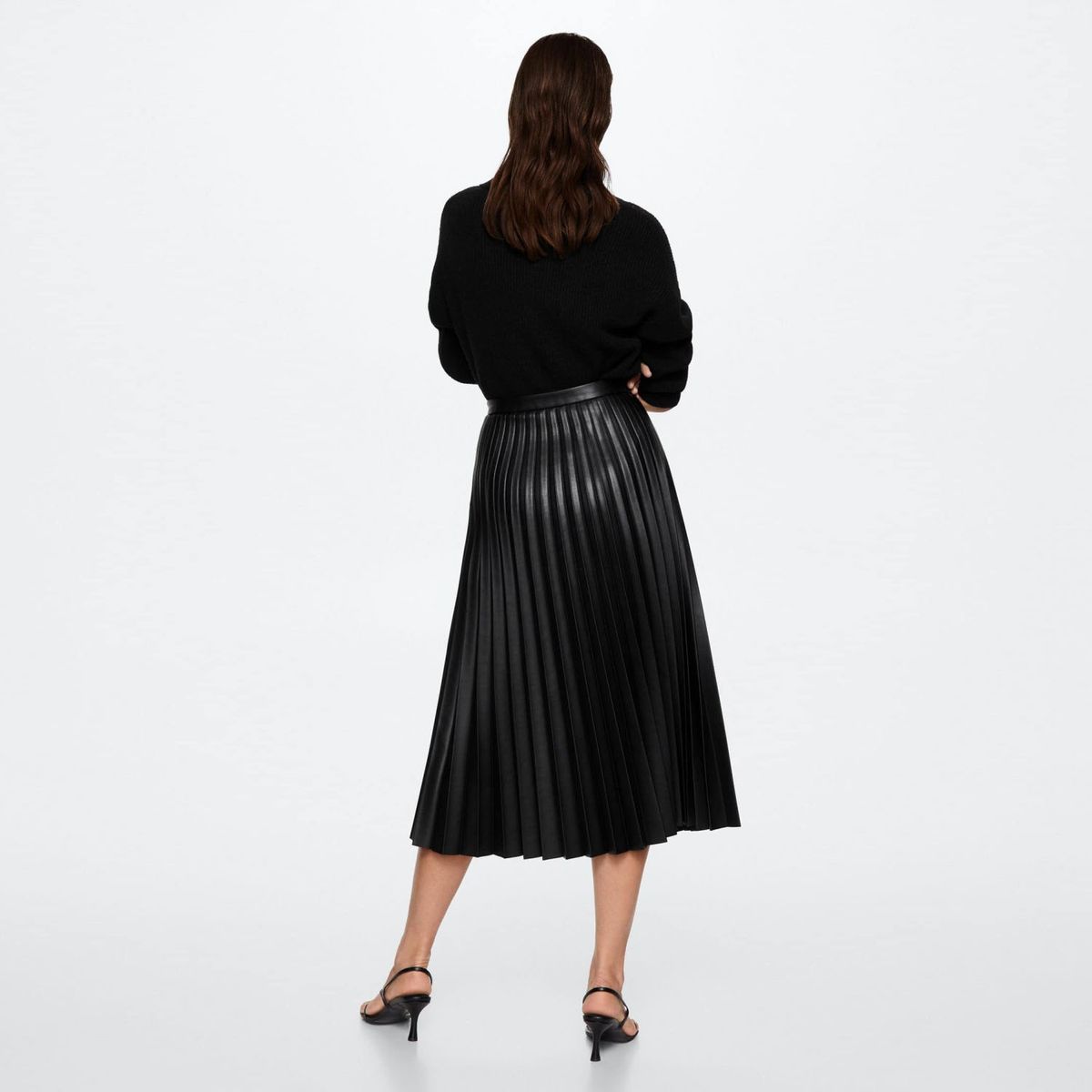 MANGO - Mango Falda Plisada Efecto Piel Mujer