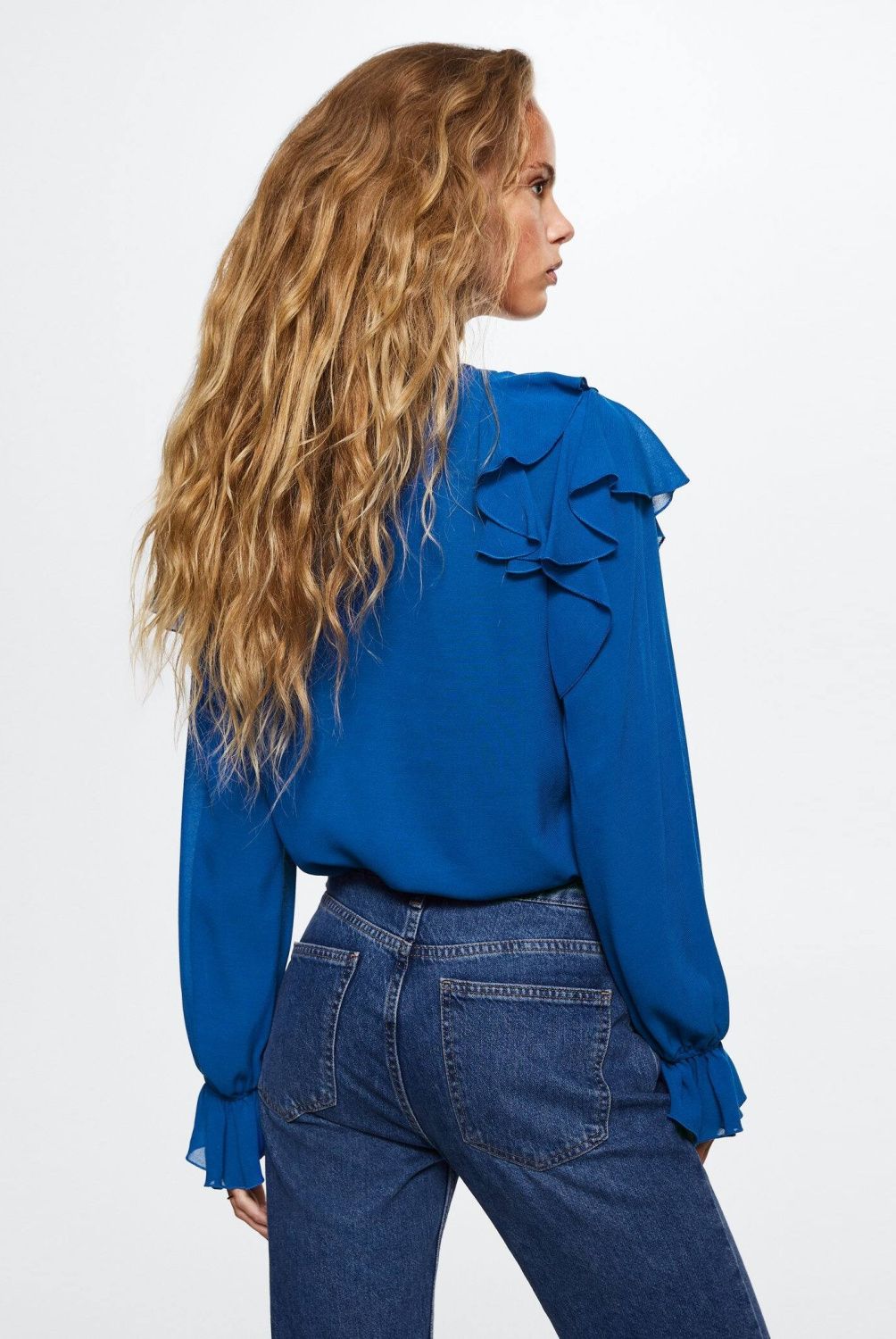 MANGO - Blusa Volantes Con Cordones Vampire Mujer Mango