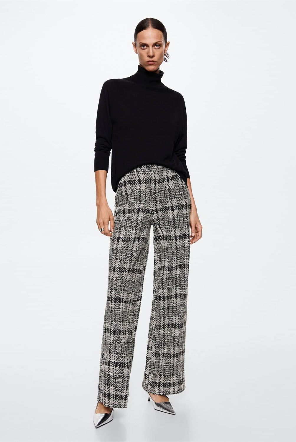 MANGO - Mango Pantalón Tweed Cuadros Chane Mujer