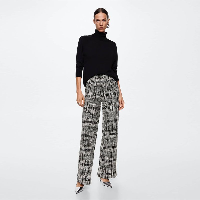 MANGO - Mango Pantalón Tweed Cuadros Chane Mujer