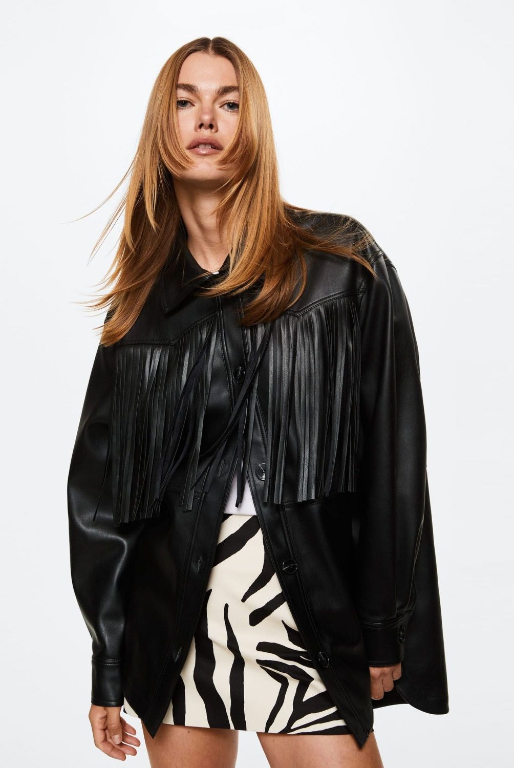 MANGO - Mango Chaqueta Flecos Efecto Piel Rodeo Mujer