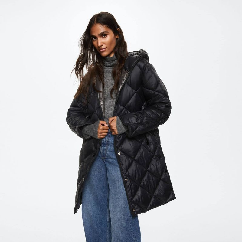 MANGO - Parka Acolchado Capucha Gamba Mujer Mango