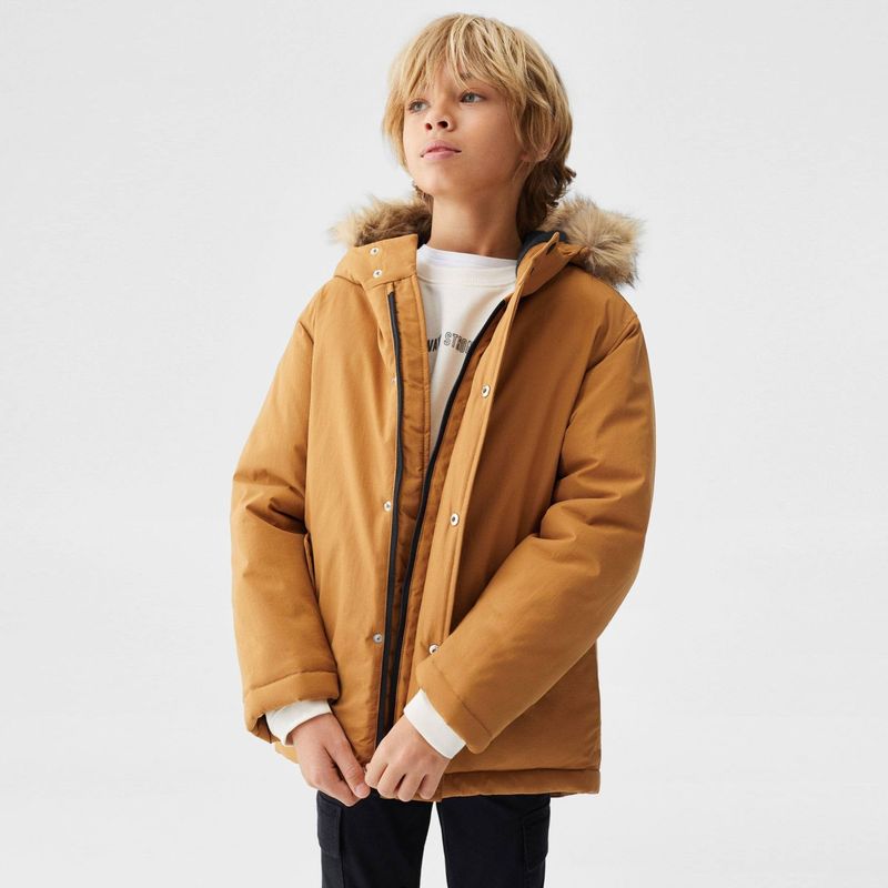 MANGO KIDS - Parka Capucha Pelo Desmontable Niño Mango Kids