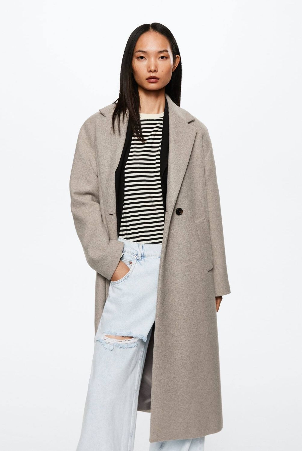 MANGO - Mango Abrigo Largo Lana Oversize Gauguin Mujer