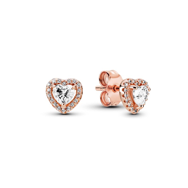 PANDORA - Aros De Boton Corazon Elevado Mujer Pandora
