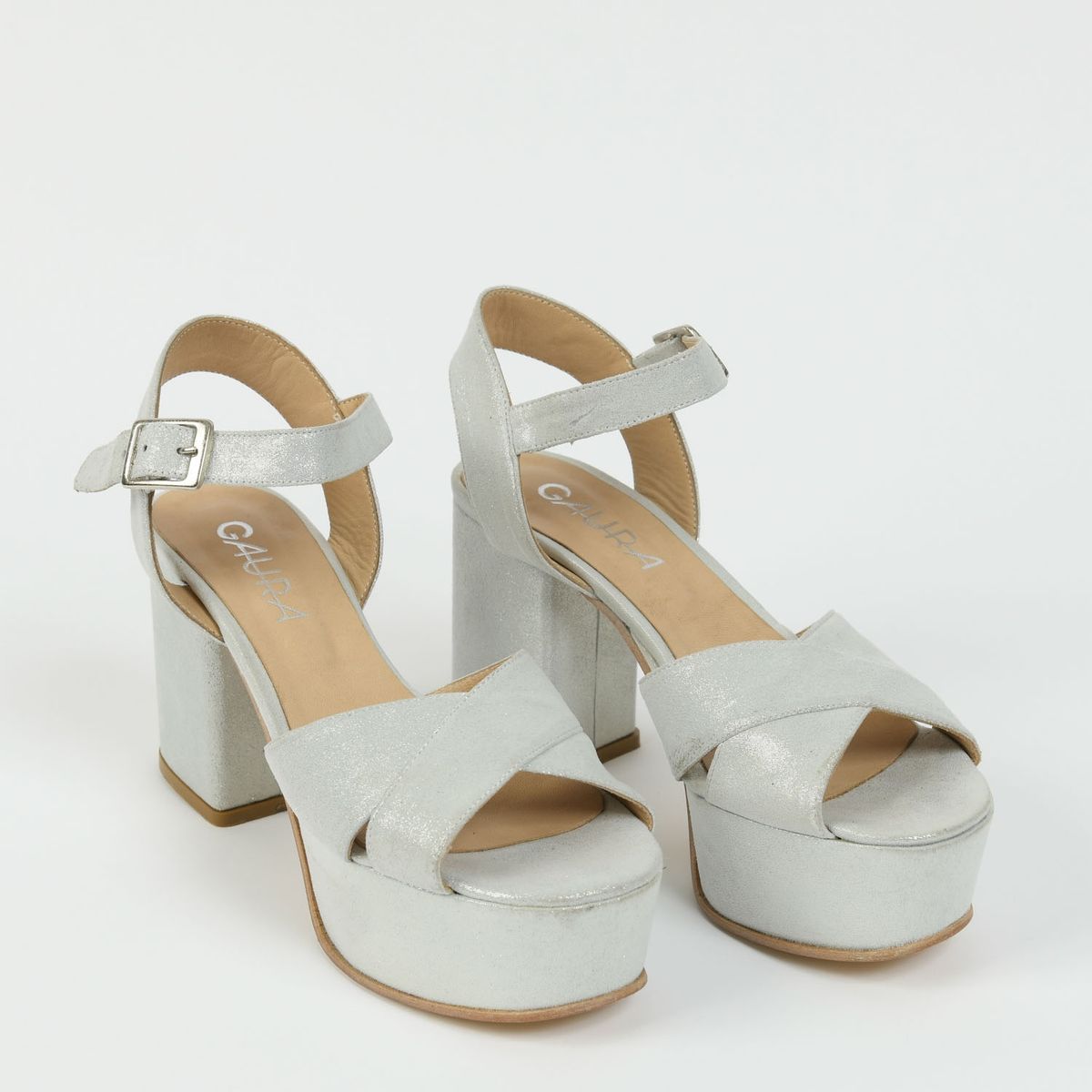 GAURA - Sandalia Mujer Cuero Gris Gaura 