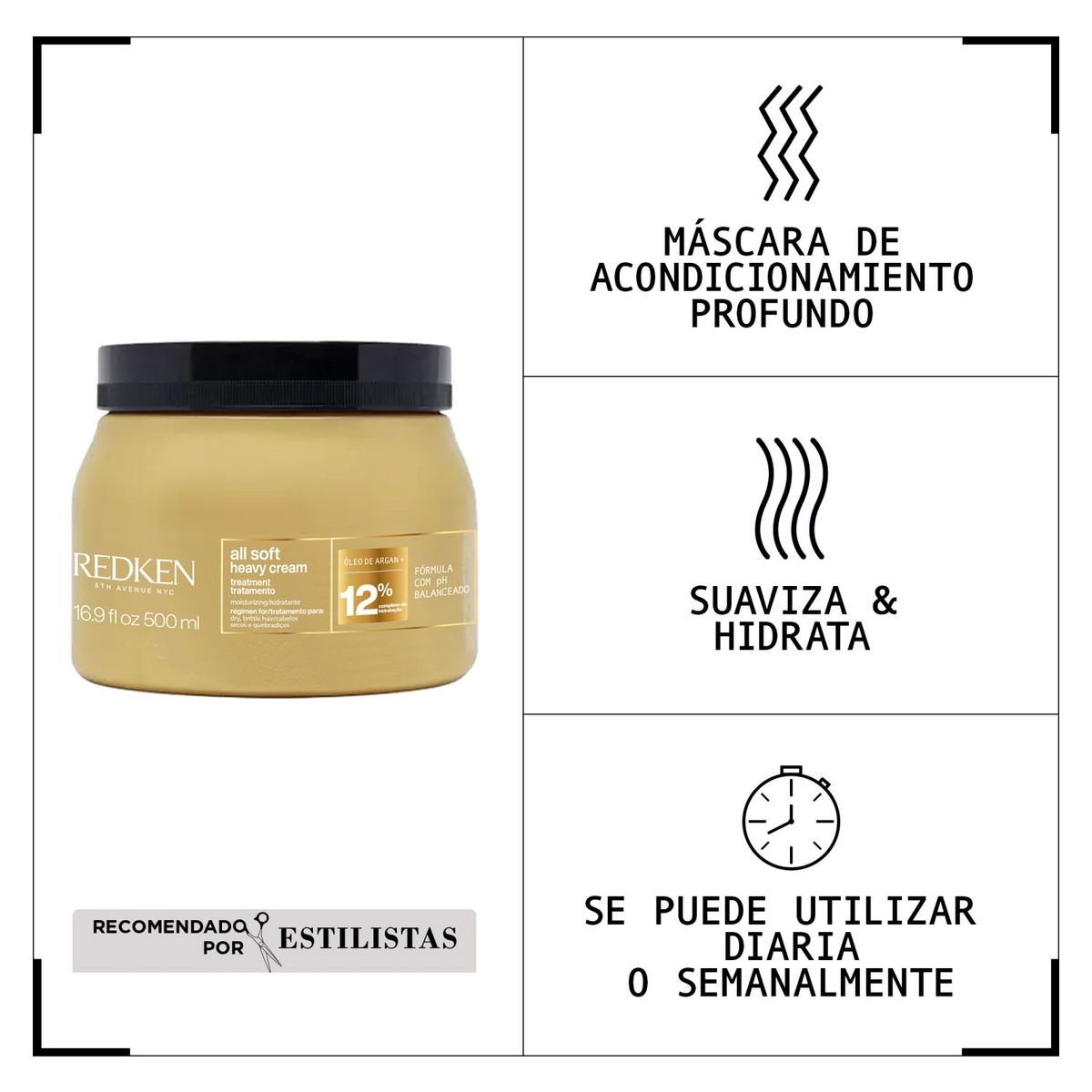 REDKEN - Máscara Tratamiento Hidratante Intensivo Cabello Seco All Soft 500 Ml Redken