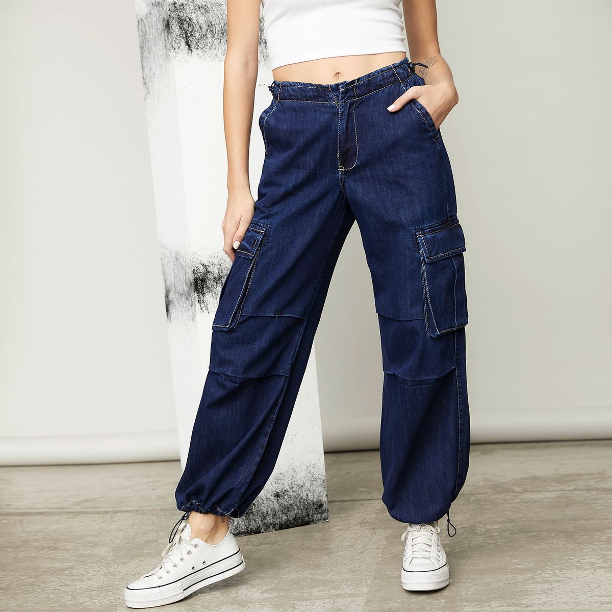 AMERICANINO - Americanino Jeans Cargo Tiro Medio Mujer