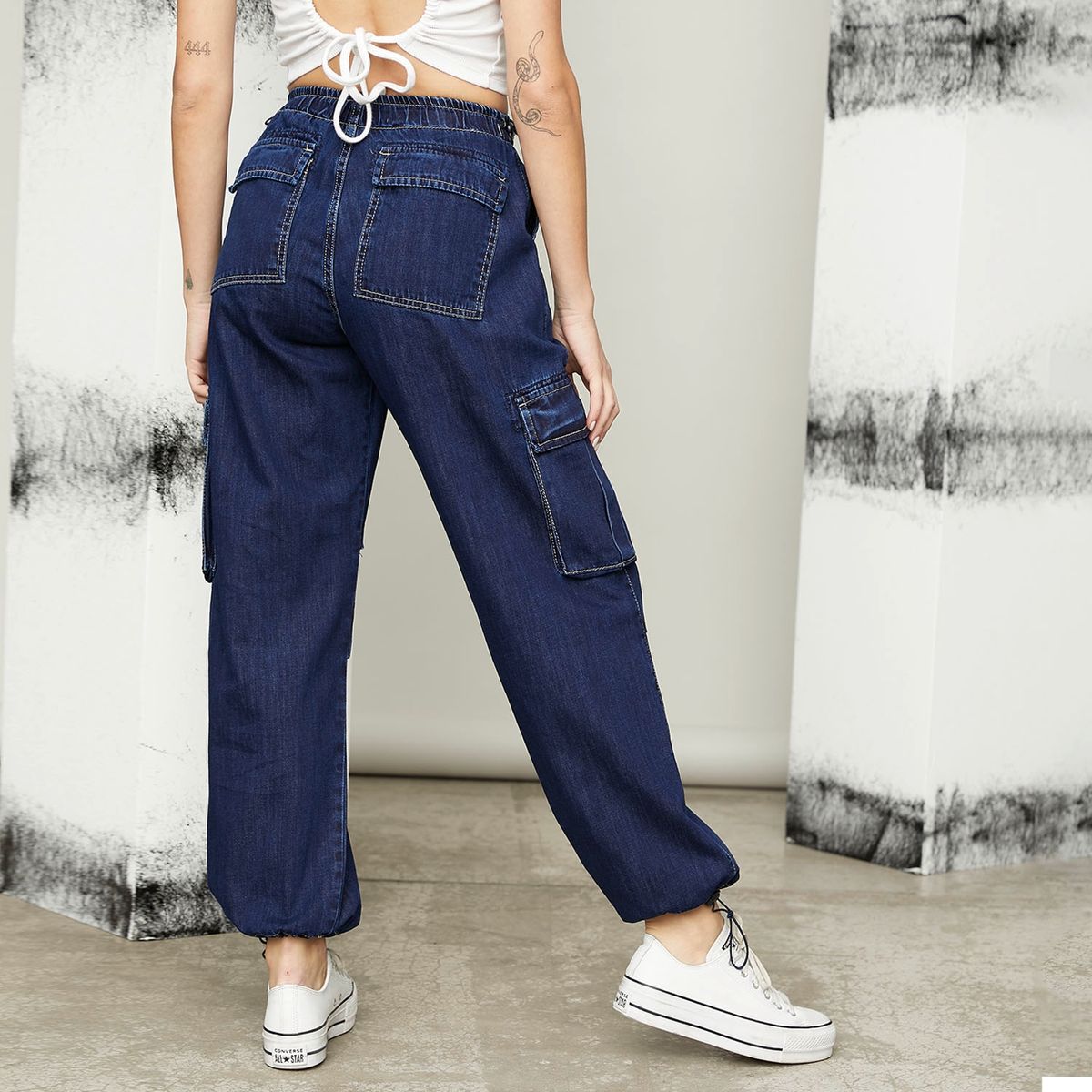 AMERICANINO - Americanino Jeans Cargo Tiro Medio Mujer