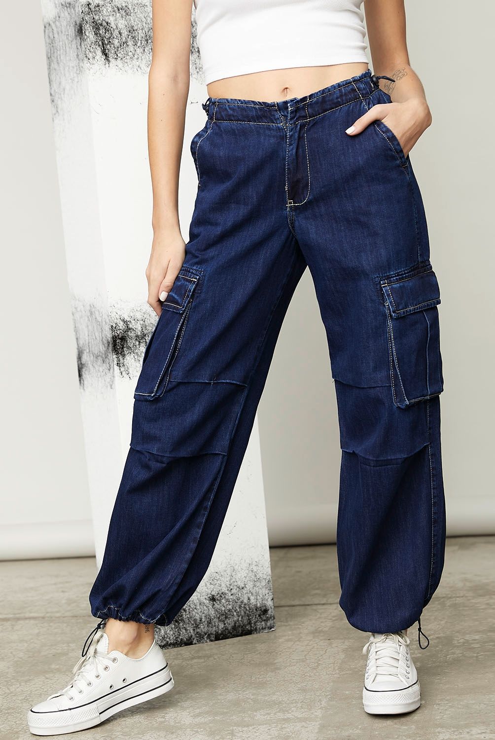 AMERICANINO - Americanino Jeans Cargo Tiro Medio Mujer