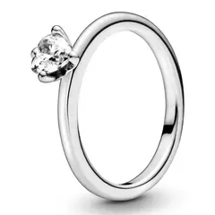 PANDORA - Anillo Solitario Corazón Transparente Mujer