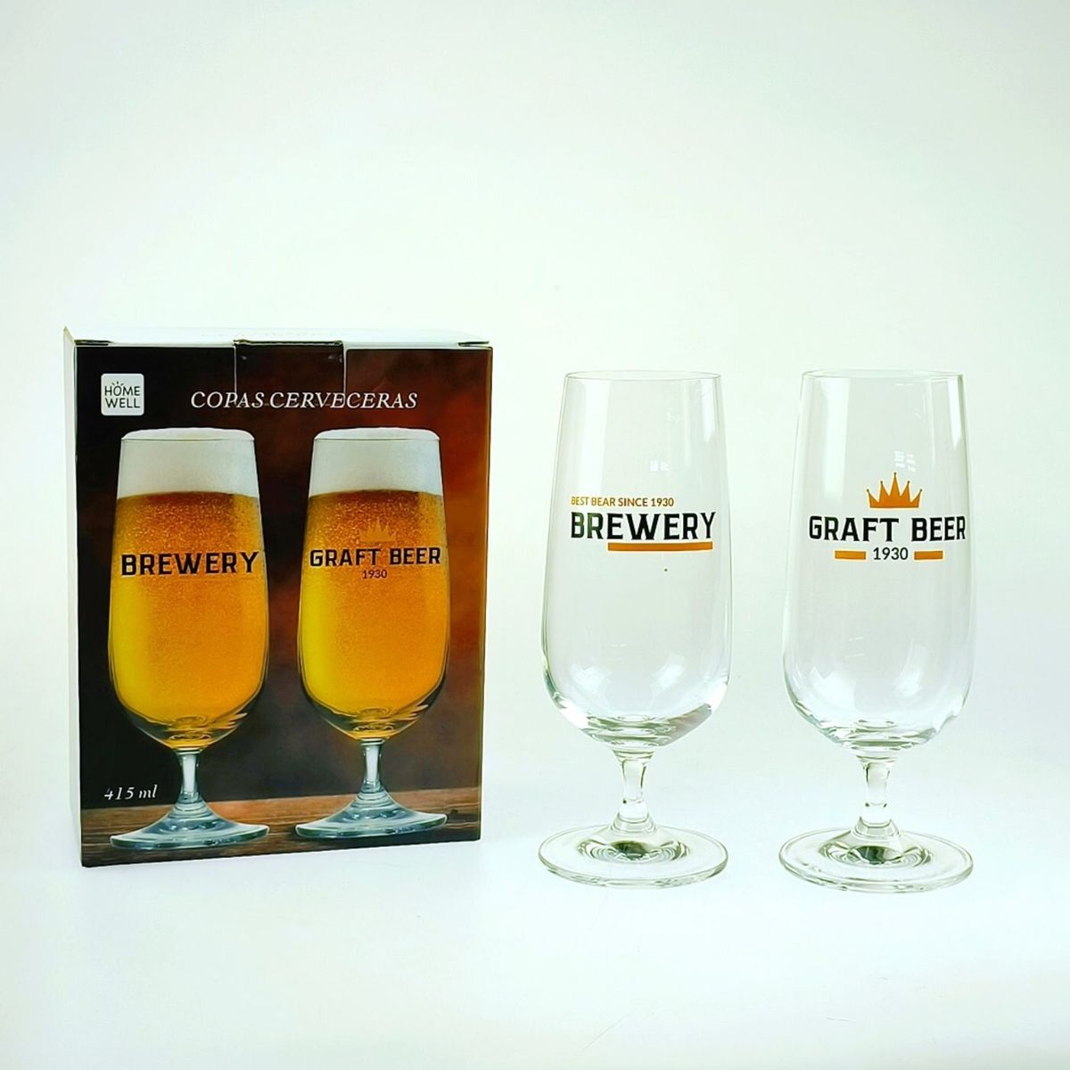HOMEWELL - SET VASOS CERVECEROS 2 415ML