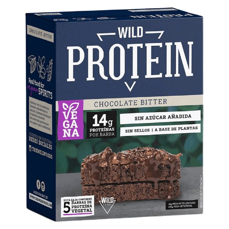 WILD FOODS - Wild Protein Vegana 5 Uds Chocolate Bitter 14 G