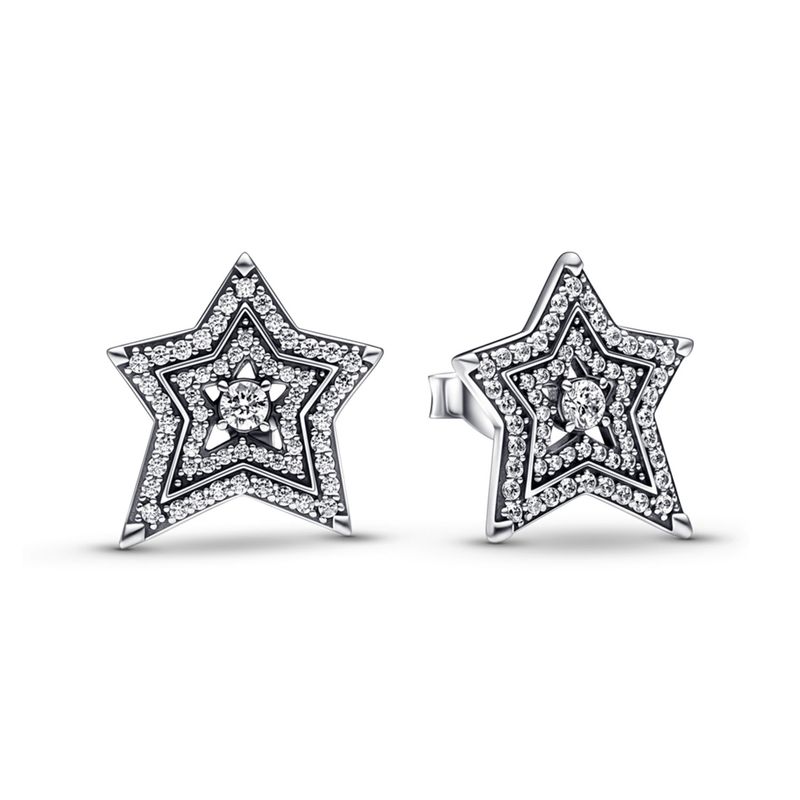 PANDORA - Aretes De Botón Estrella Asimétrica Mujer Pandora