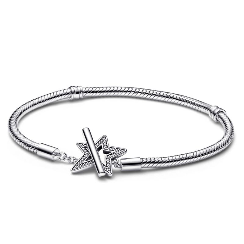 PANDORA - Brazalete Cadena De Serpiente Con Cierre En T Estrella Asimétrica Mujer Pandora