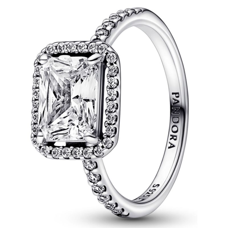 PANDORA - Anillo Halo Rectangular Brillante Mujer Pandora
