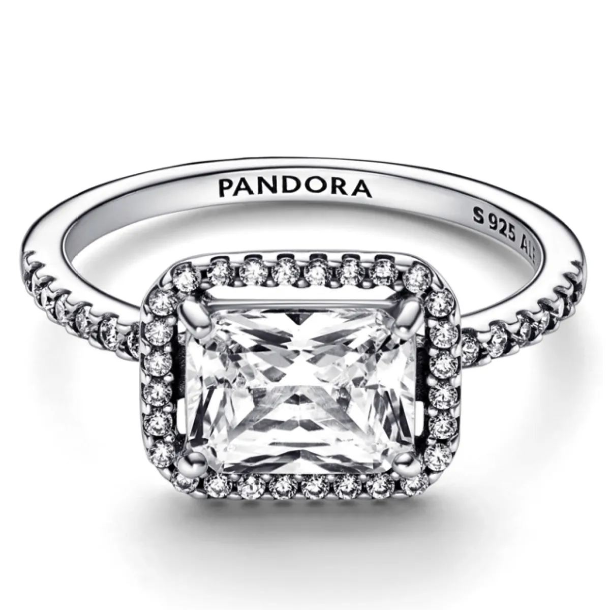 PANDORA - Anillo Halo Rectangular Brillante Mujer Pandora
