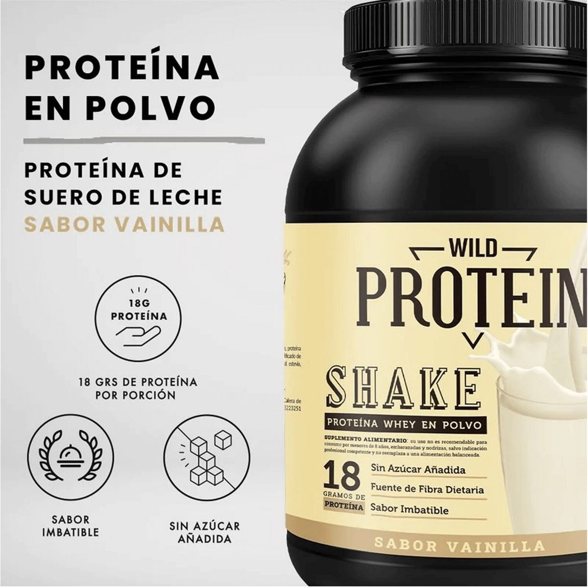 WILD FOODS - Whey Shake Proteína En Polvo  Vainilla 1Kg