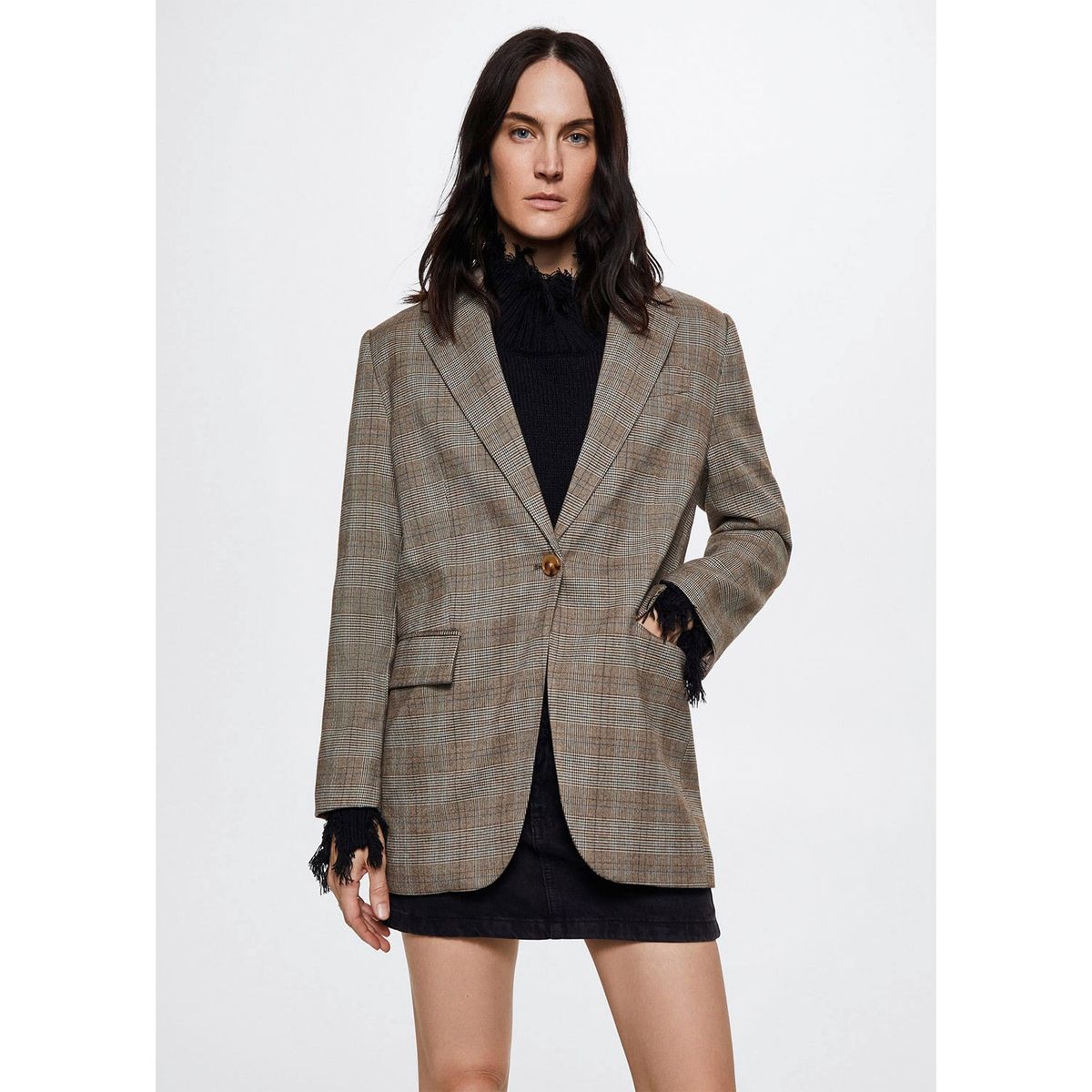 MANGO - Mango Blazer Traje Cuadros Adele Mujer