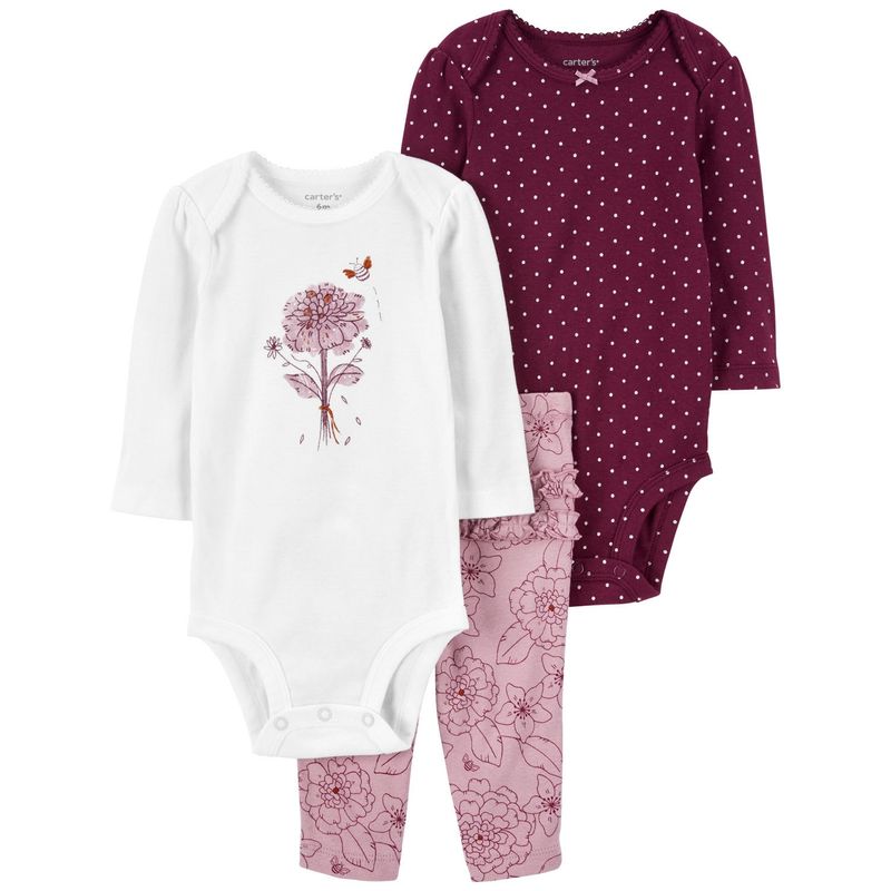 CARTER'S - Conjunto 3 Piezas Pantalón y Dos Body Bebé Niña Carter's