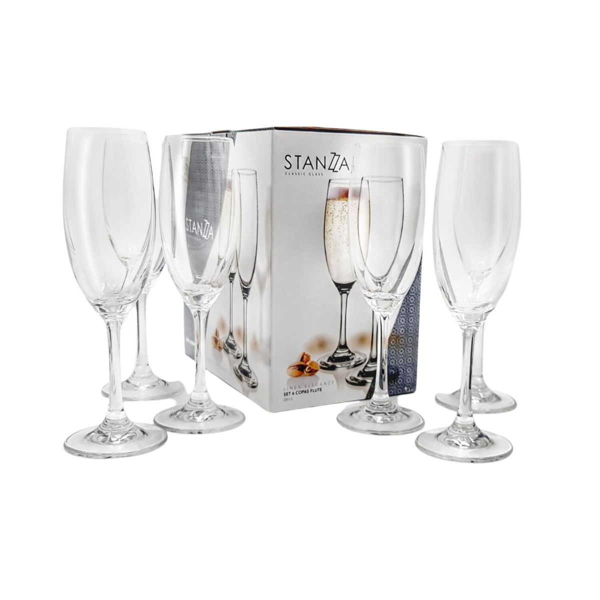 GENERICO - Copas Set 6 Pcs Flauta Champaña 220ml 22cm Alto