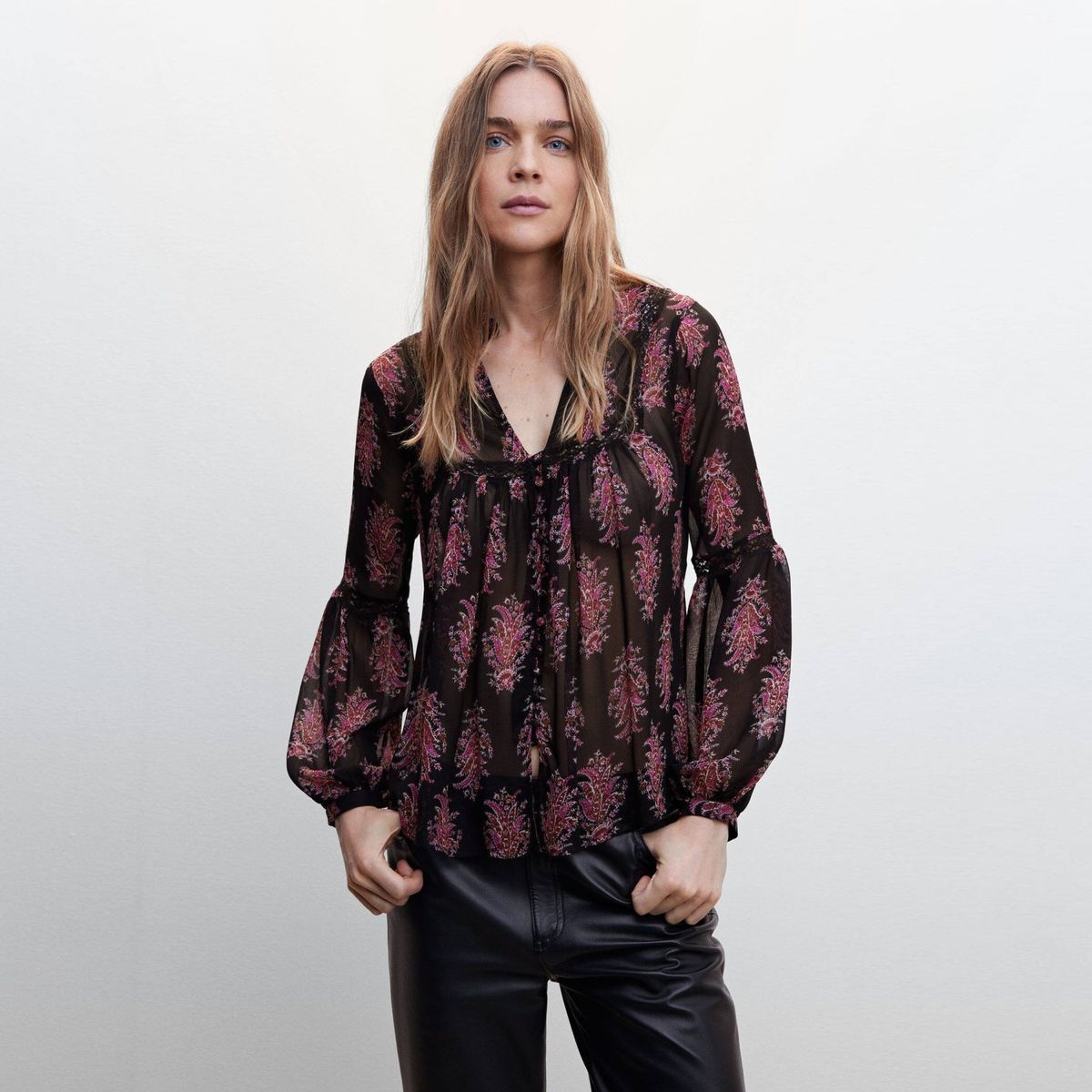 MANGO - Mango Blusa Estampada Paisley Clara Mujer