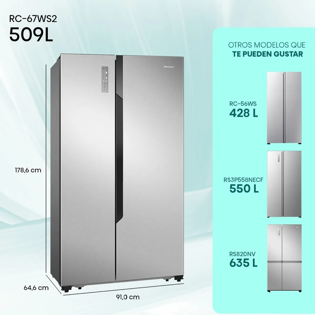 HISENSE - Refrigerador Side by Side 508 Litros No Frost RC-67WS2 Hisense