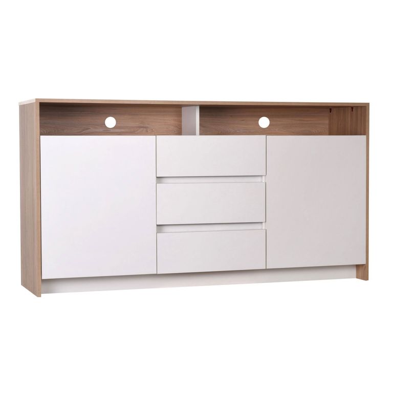 CIC Rack Alto Colbun 70" 2 Puertas 3 Cajones Olmo-Blanco